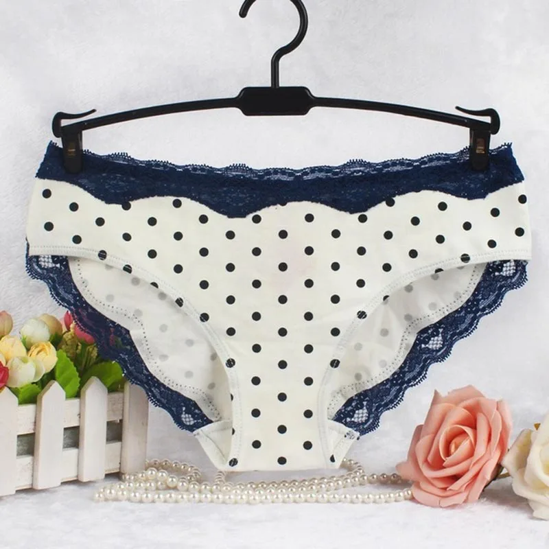 Hot Sexy Thong Petite Culotte Femme Briefs Women's Cotton Underwear Striped Sweet Dot Sexy Lace Panties For Women  (2)