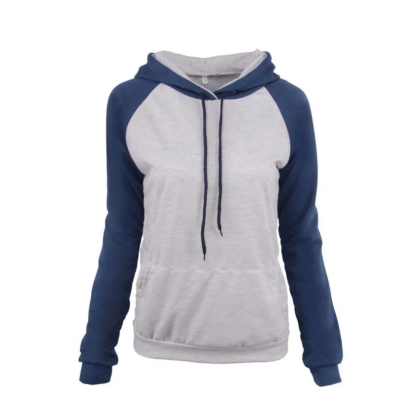 

OEM orders - Sweater female long sleeve pocket top hooded drawstring slim