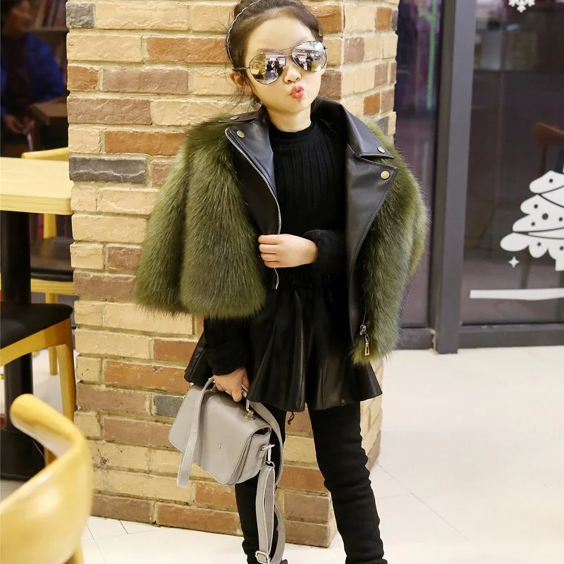 Winter Coat Faux Fox Fur Coat O-Neck Children's Faux Fur Outwear Long Sleeve Pink Fur Coat For Girls Locomotive fur one Winter Coat Faux Fox Fur Coat O-Neck Children's Faux Fur Outwear Long Sleeve Pink Fur Coat For Girls Locomotive fur one