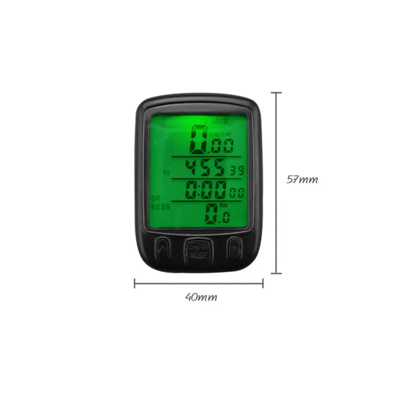 Water Resistant Bike Computer Green Backlight Bicycle Computer Digital Speedometer Cycle Velo Computer Odometer #2A24 (7)