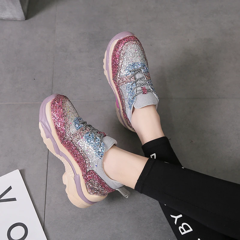 

Women Casual Flat Platform Sneakers Shoes Fashion Brand Winter Female Breathable Creepers Lace Up Round Toe Flat