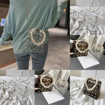 

Women PVC Mini Chain Bag Laser Transparent Clear Tote Shoulder Crossbody Handbag