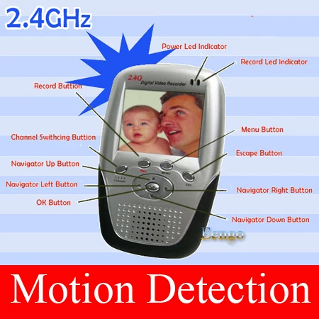 2.5''LCD Screen DVR Baby Monitor SD Card Slot and Motion Detection 2.4G Wireless palm monitor receiver and recorder