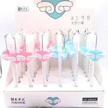 1Pcs Cute Gel Pen Love Heart Wings Pendant Gel Ink Pen Promotional Gift Stationery School Office Supplies love face rabbit ear warm ball plush gel pen ink pen promotional gift stationery school