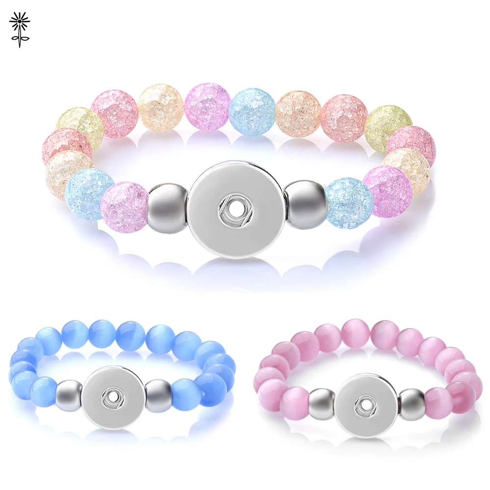 Wholesale 10pcs Ginger Snap Jewelry Opal Beads Elastic Stretch Bracelet