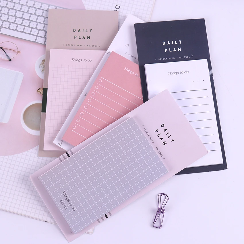 

1PC New Work Plan Kraft Paper Stationery Memo Pad Creative Notepad Sticky Notes School Supplies Paper Stickers