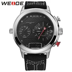 WEIDE повседневное genuin нейлоновые двойные часовой пояс Круглый Большой кварцевые часы с циферблатом для мужчин спортивные watchwater