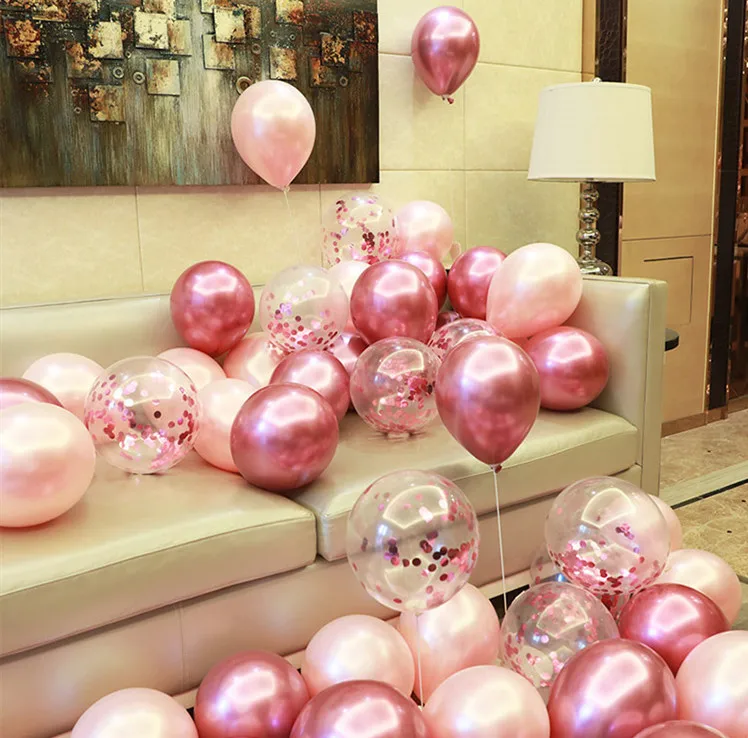 

10pcs/lot Pearl Latex Balloon Confetti balloon Rose golden Wine Red balloons Wedding Birthday Party Decoration Round Ball