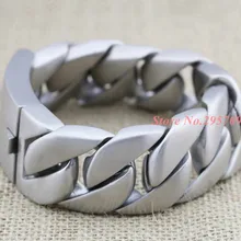 31 мм тяжелый толстый модный мужской браслет из нержавеющей стали с матовой отделкой, серебряный тон 316L, лучший рождественский подарок