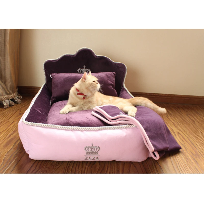 Luxury Noble Princess Dog Bed With Pillow Blanket Washable Pet Bed Cat Bed Mat Sofa Dog House Nest Sleep Cushion Kennel