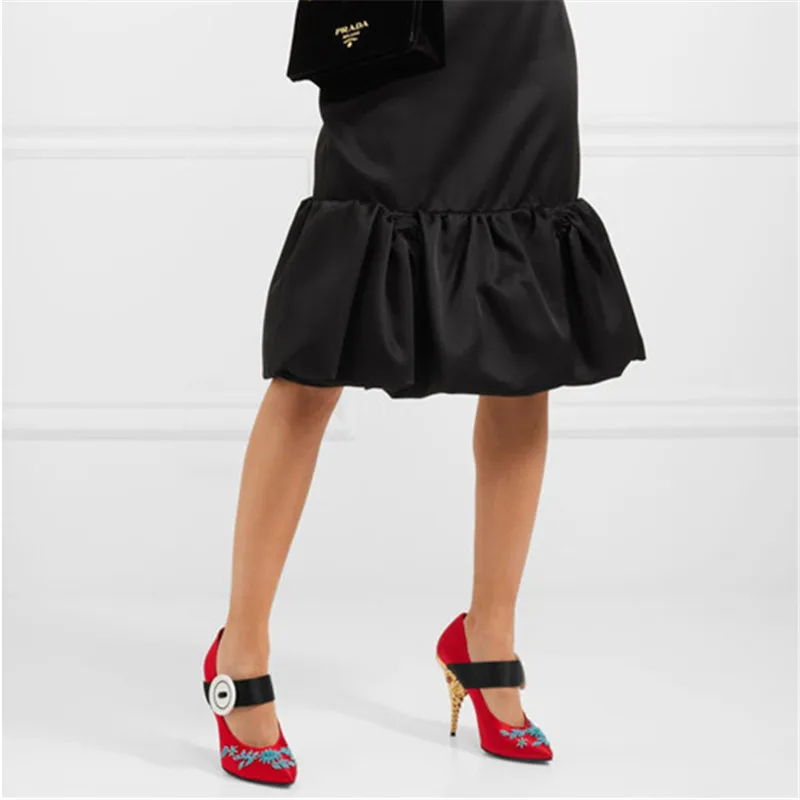 Diseño Altos Tacones Mujer Rebordear 2019 Jady Tacón Mary Boda Rosa Bombas rosado rojo Zapatos Vaqueros Negro Seda Sexy Nuevo De Las Vestido Mujeres azul O6AtAwq