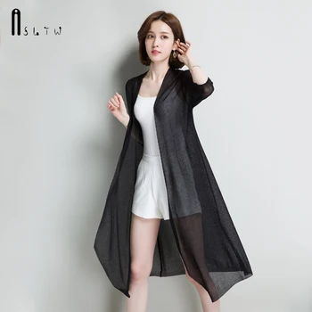 

ASLTW Thin Cardigan Sweater For Women 2018 Summer Casual Solid Half Sleeve Women Sweaters Sun Protection Long Cardigan Female