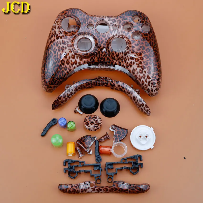JCD для XBox 360 беспроводной игровой контроллер жесткий чехол Защитный чехол для геймпада полный набор с кнопками аналоговые палочки бамперы - Цвет: Leopard Print