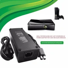 AC 100-240 В адаптер Питание Зарядное устройство ЕС Plug Кабель для xbox 360 тонкий Идеальная замена Зарядное устройство с светодиодный индикатор