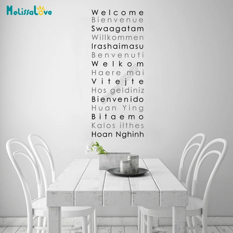 Welcome Letter Sign Multilingual Benvenue Welkom International Greeting Decal Vinyl Sticker Easily Removable B533 | Дом и сад