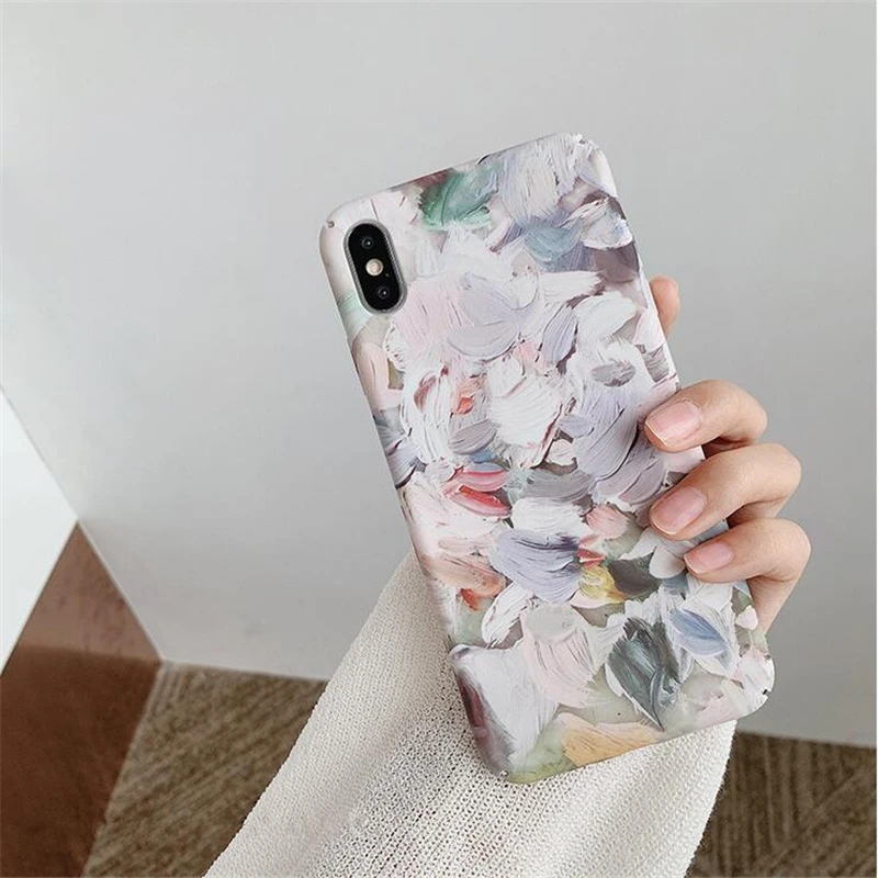 

Ins style oil painting pigment case for iPhone XR case abstract graffiti for iPhone X 7 8 6 6sPlus XSMax PC anti-drop hard cover