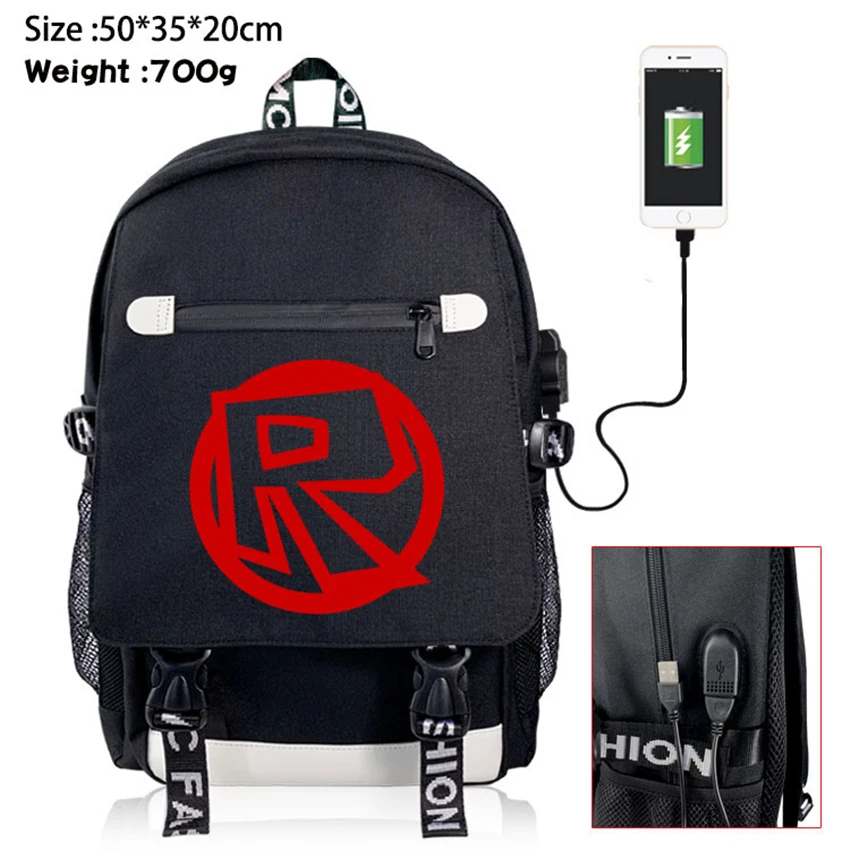 

Game Roblox Canvas Zip USB Charging Backpack School Bag Boys Girls Shoulder Bag Packsack Mochila Laptop Bag Student Travel Bag