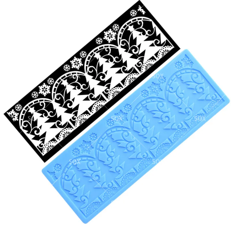 

Christmas Tree Silicone Lace Mold Fondant Mold Cake Decorating Tools Chocolate Mold Wedding Cake Decoraton LS93