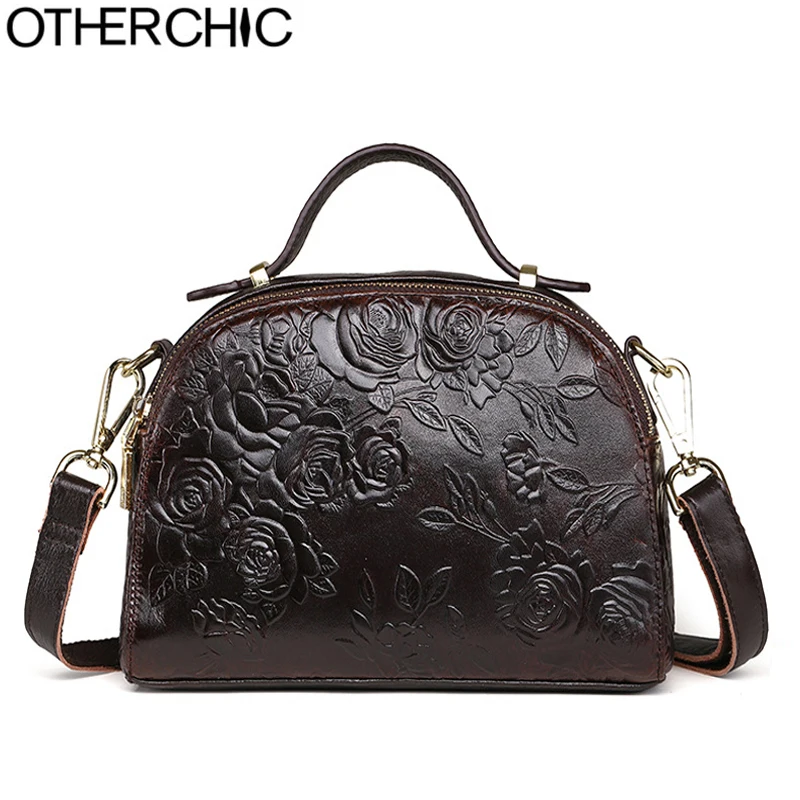 

OTHERCHIC New Genuine Leather Retro Women Messenger Bags Doubble Zipper Shoulder Bag Quality Top Handle Women Handbag L-7N07-56