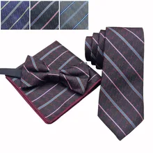 Полосатый набор галстуков мужские галстуки для мужчин галстук 7 см носовой платок галстук-бабочка набор Карманный квадратный деловой ГАЛСТУК Papillon вечерние свадебные