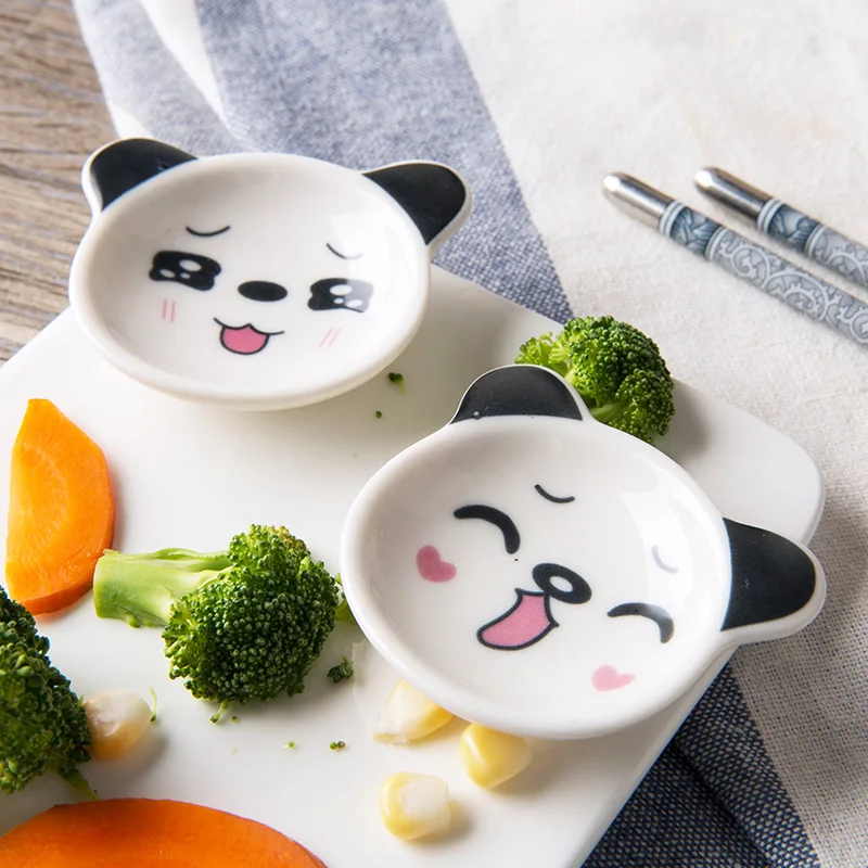 1 шт. мультяшная панда, керамическое маленькое блюдо, домашняя тарелка для соевого соуса, креативная японская посуда для приправ, блюдца