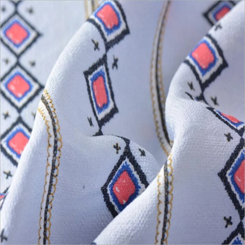 

Me-dusa Woven nylon cotton active digital print cloth retro ethnic diamond stripe dress printed fabric
