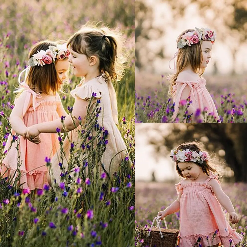 

Toddler Kids Baby Girls 2019 Summer Ruffle Sleeveless Dress Princess Party Tutu Beach Dresses Casual