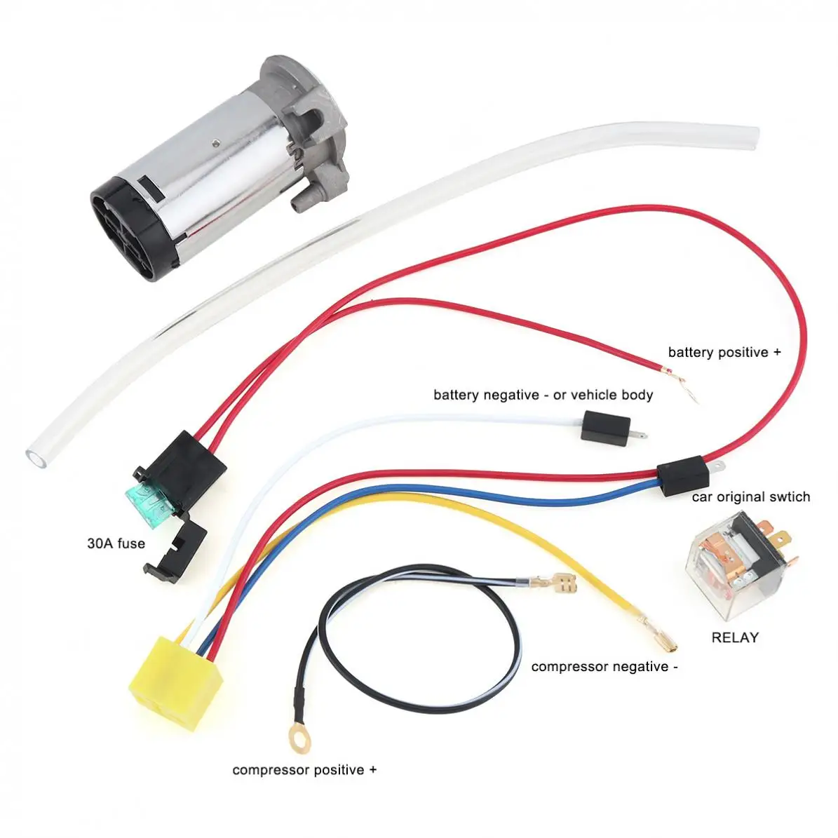  12V Air Compressor+Air Hose +Wires and Relay for Air Horn Car/Truck/Vehicle