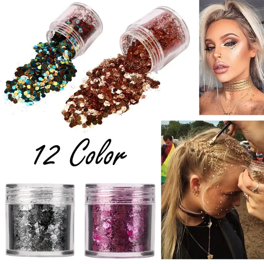 

12 Colors Body Glitter Powder Shimmer Loose Sequins Powder Face Body Glitter Paillette Nail Art Decor Makeup 5g D0223