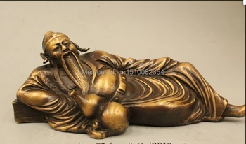 

5" China Folk Brass Seat Mad monk Ji Chai gong Buddha Drunkard Statue Sculpture