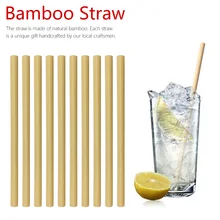10 шт соломинки вечерние кухонные+ Чистая щетка Натуральные Бамбуковые соломинки экологически чистые и многоразовые деревянные соломинки