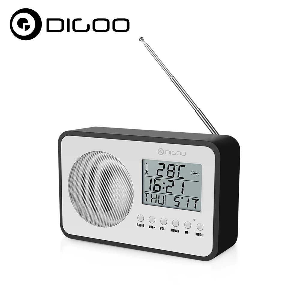 

Digoo DG FR600 SmartSet Wireless Wood Grain Vintage Digital FR Radio Alarm Clock Subwoofer Sound with Temperature Display
