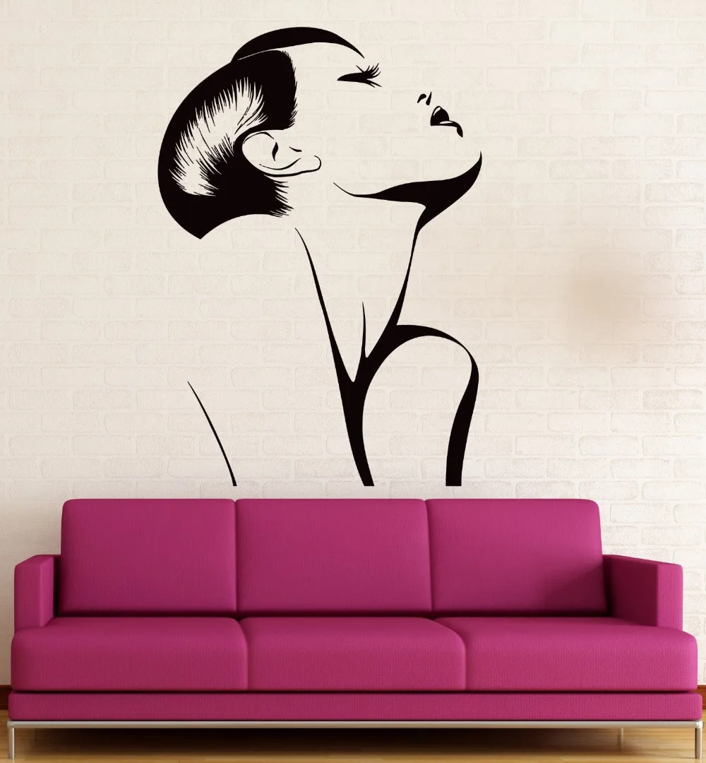

Barbershop Poster Wall Stickers Pinturas Murais Hot Sexy Girl Beauty Hair Salon Spa Vinyl Wall stickers Wallpaper art Mural D207