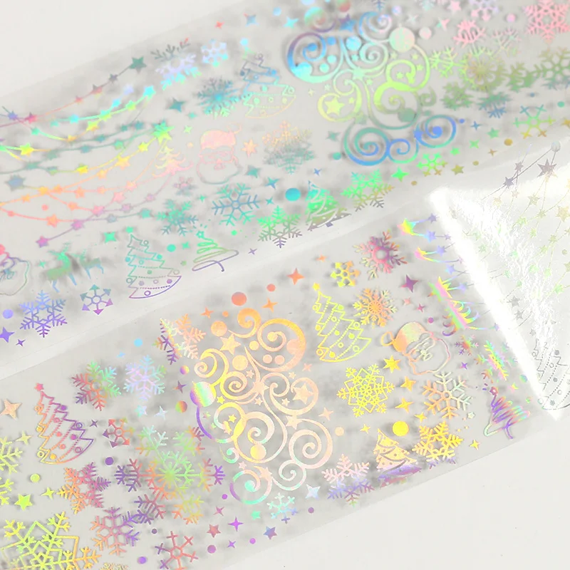 8 шт./компл. 4*20 см Holo Звездная Фольга для ногтей цветок 3D DIY маникюр переводная
