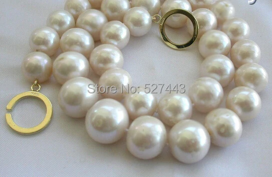 

Wholesale free shipping >stunning wow big 15mm round white freshwater cultured pearl necklace