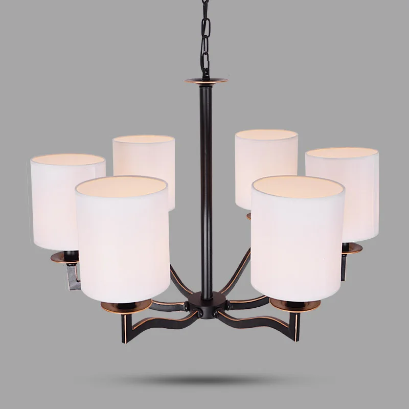 

LED Chandelier Black Vintage Wrought Iron Chandeliers Lighting Fixtures LED Hanging Lamp With Lampshade For Living Room Bedroom