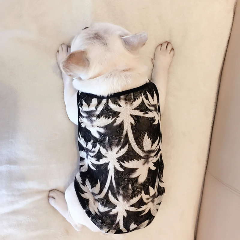 

French Bulldog Vest Dog Clothes for Small Dogs Coconut Tree Pattern Chihuahua Clothing Cool Breathable Vest for Pug Dog Costume