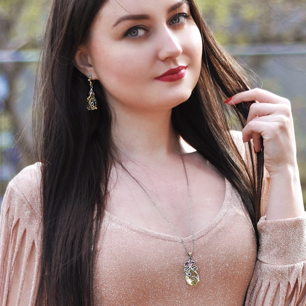 Tanie DreamCarnival 1989 moda damska wisiorek z długim łańcuszkiem naszyjniki duży zielony kropla wody CZ ślub Marry biżuteria kobiece dziewczyny WP6560