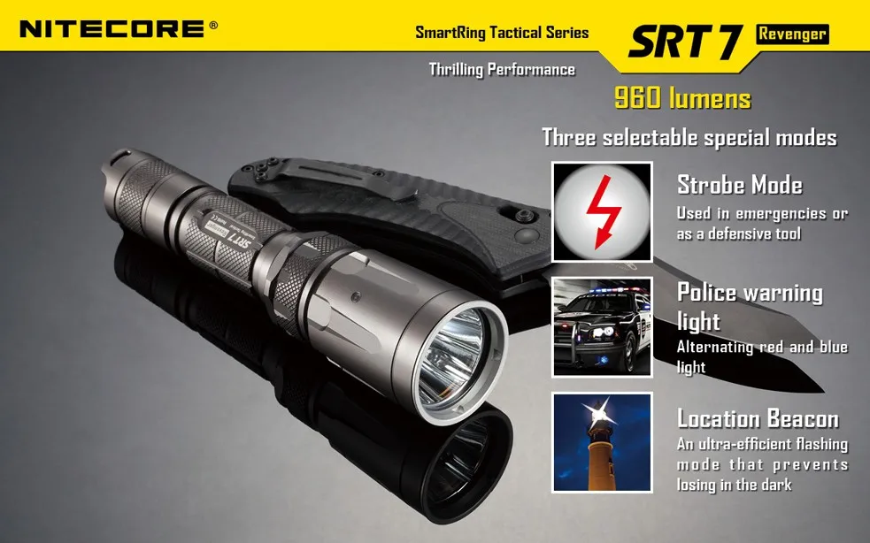 Nitecore SRT7 фонарик с nitecore nl189 18650 3400 мАч батареи XM-L2 960lm умный кольцо селектор Поиск Факел Цвет зеленый, синий красный