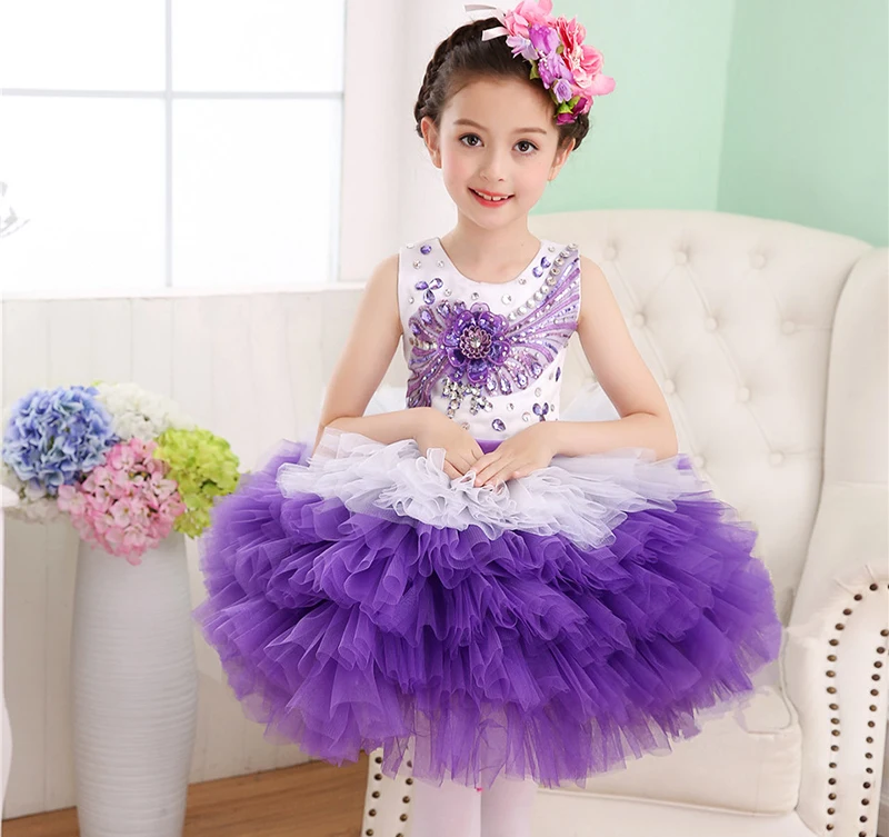

Cute Girls Ballet Dress Children Ballet dance patchwork 5layer Kids Ballet Costumes Girl Dancewear 2017070601