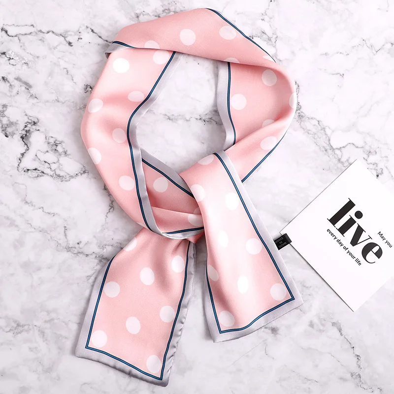 

Pink skinny scarf multi-functional fashion ladies small scarf headscarf for bag handle scarves HairBands