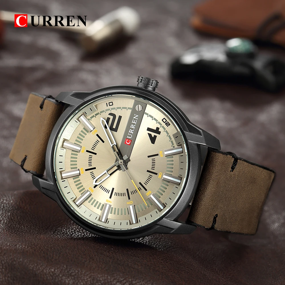 CURREN брендовые наручные часы Модные Новое поступление простой стиль повседневные деловые мужские часы Высокое качество кожаный ремешок кварцевые часы