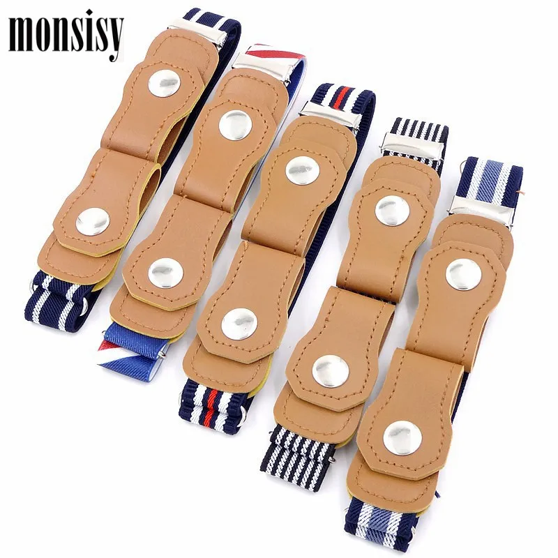 

Monsisy Children Elastic Belt Kid Stretch Waistband Girl Boys Anti-Deduction Belt Fashion Baby Striped Elastic Band Jeans Belt
