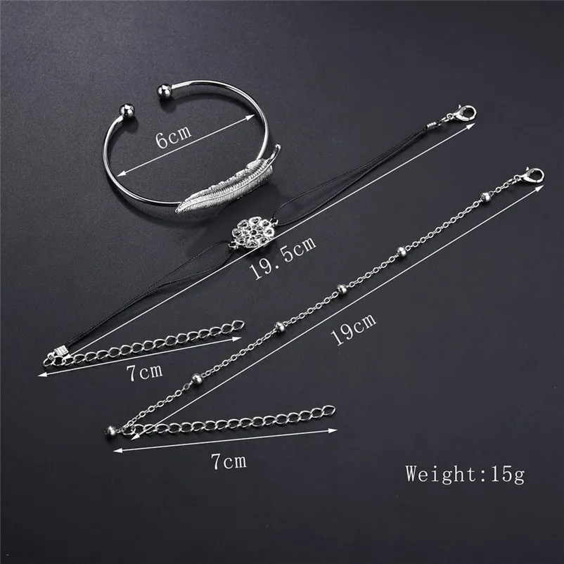 Fashion bracelets for women 2018 Stainless Steel Screw Hand Feather Wedding Cuff Bracelet Open Bangle Pulseiras Y11#N  (1)