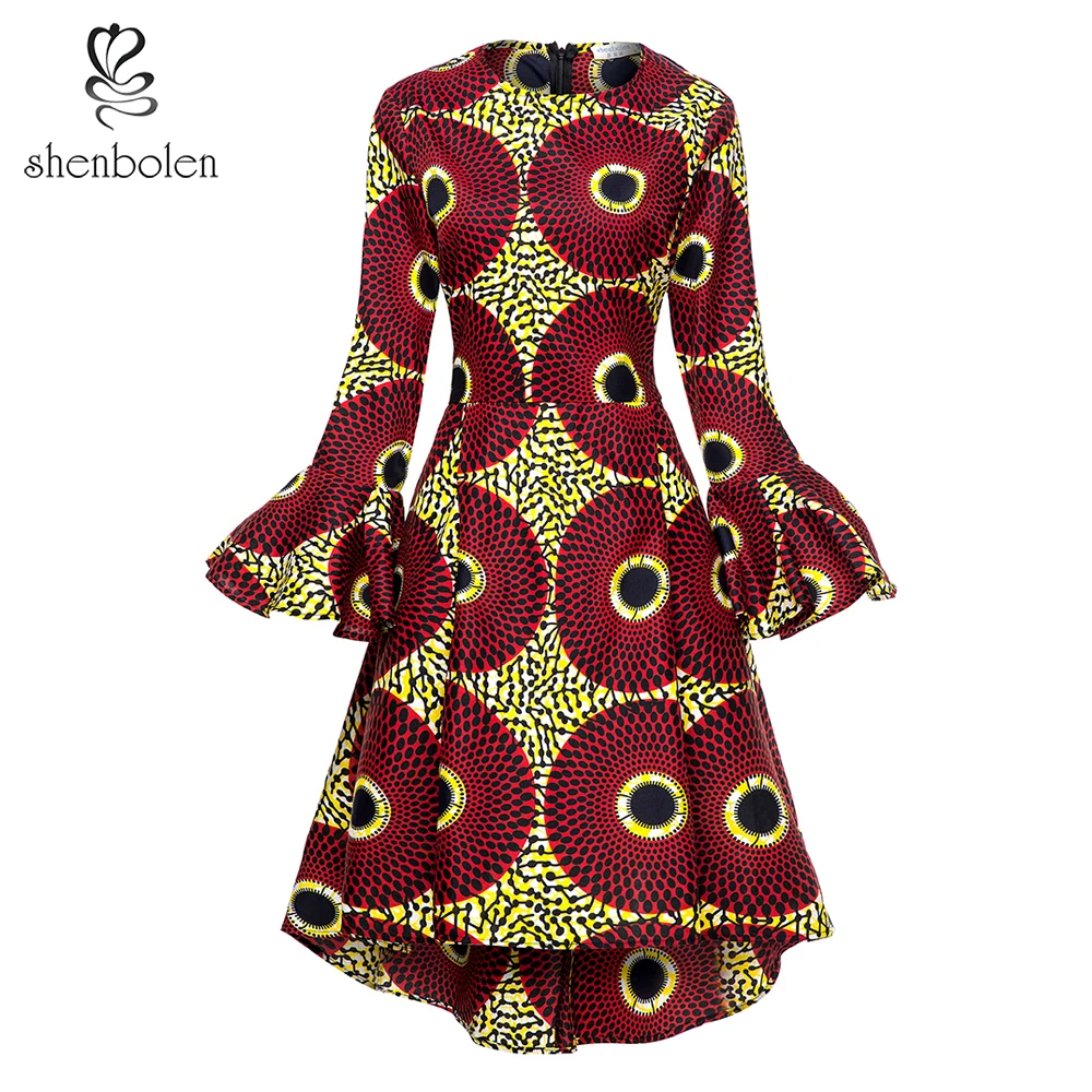 

African Dresses For Women Fashion ankara Print dresses Long Sleeves african traditional dress