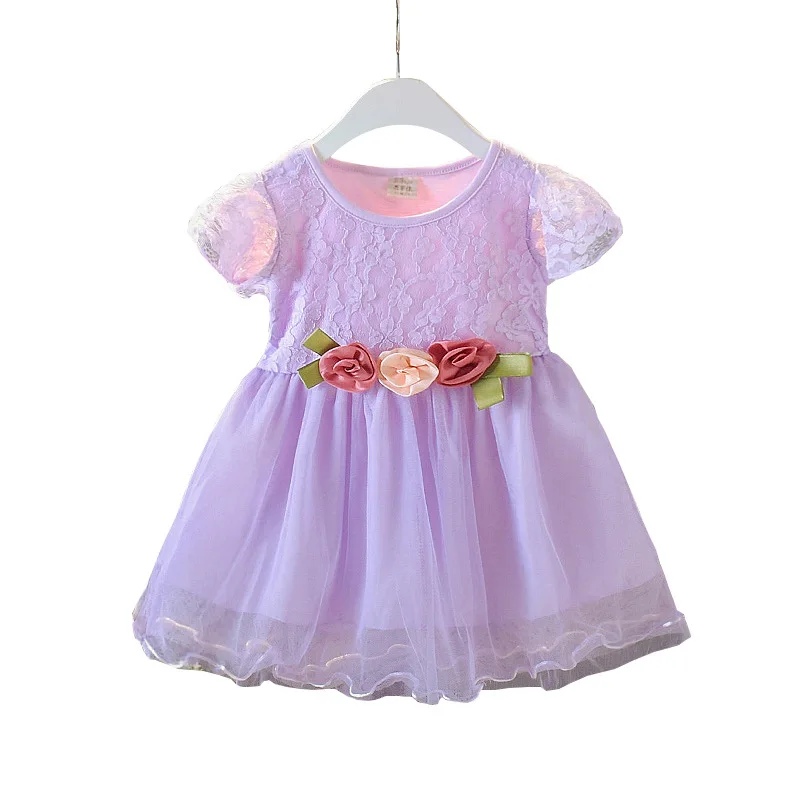 Платье для маленьких девочек 2019 летняя одежда для малышей с кружевом для девочек, в Корейском стиле, платье принцессы из сетчатой ткани с