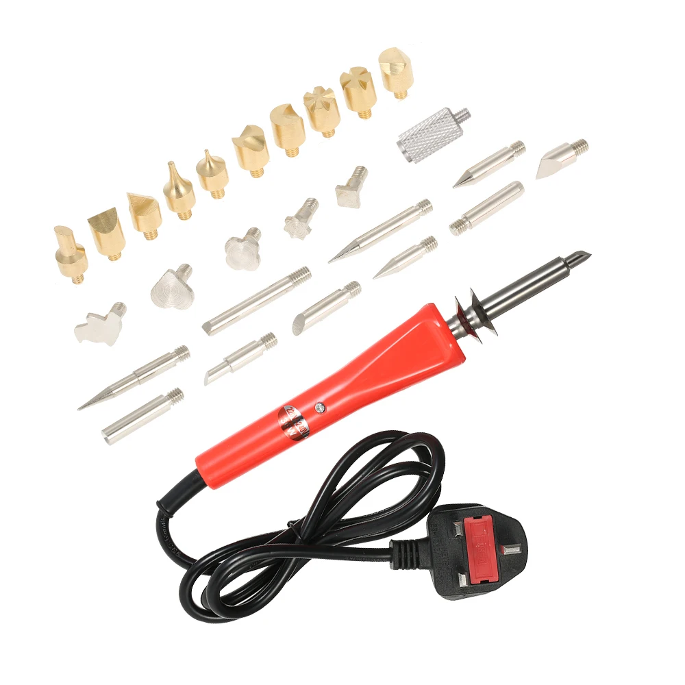 30W Electric Soldering Iron Wood Burning Kit Wood Working Stencil Hobby