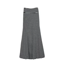 Для женщин асимметричного кроя из хлопка с высокой талией, в полоску Сложите Стрейч длиной макси юбка