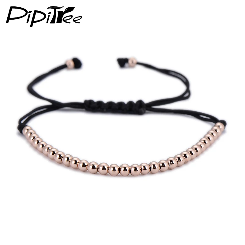 

Trendy Handmade Brand Men Bracelet Macrame Jewelry 4mm Copper Beads Braided Strand Woven Charm Bracelets & Bangles for Men Women