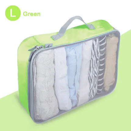 Дорожный чемодан для путешествий, разделитель для шкафа, контейнер, сумка для хранения, набор для одежды, аккуратный Органайзер, упаковочные кубики - Цвет: Green-L